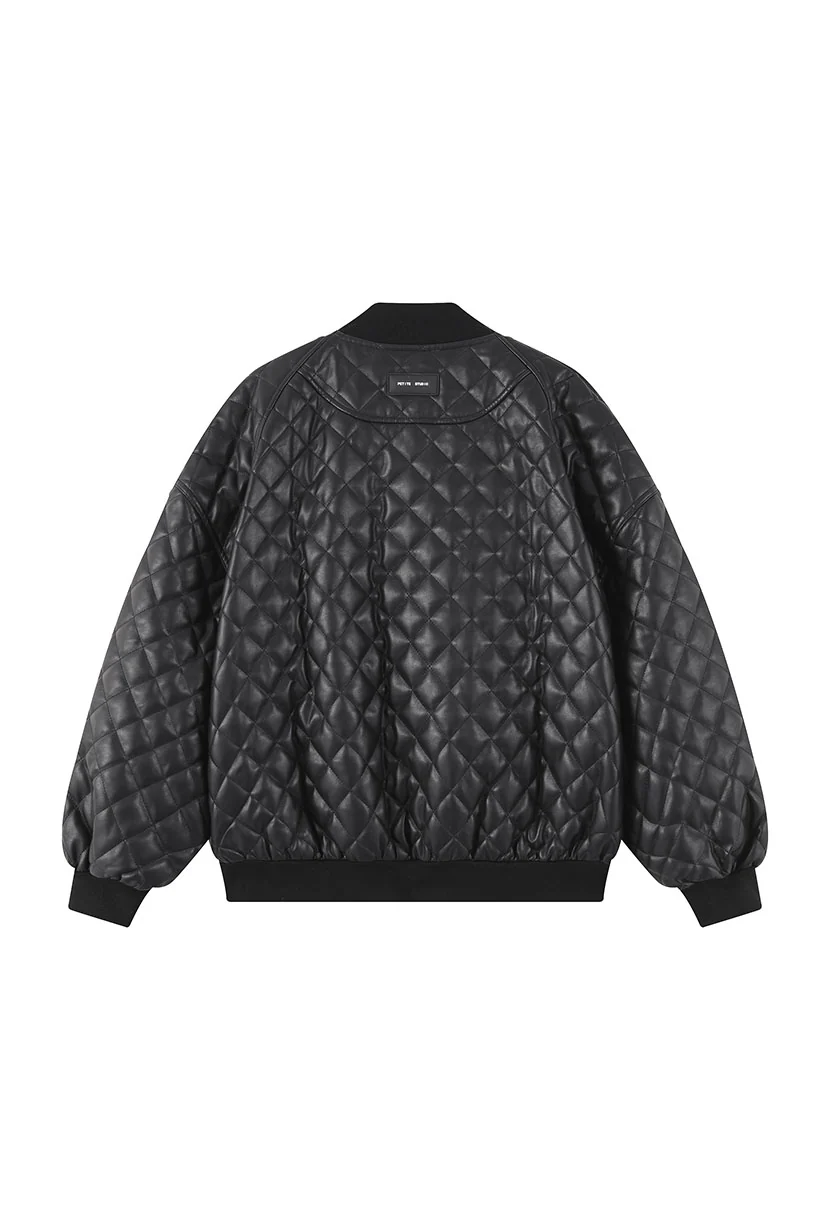 Heath Oversized Faux Leather Jacket - Black - Image 9