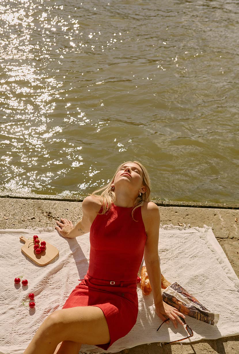 Jaque Linen Dress - Red - Image 6
