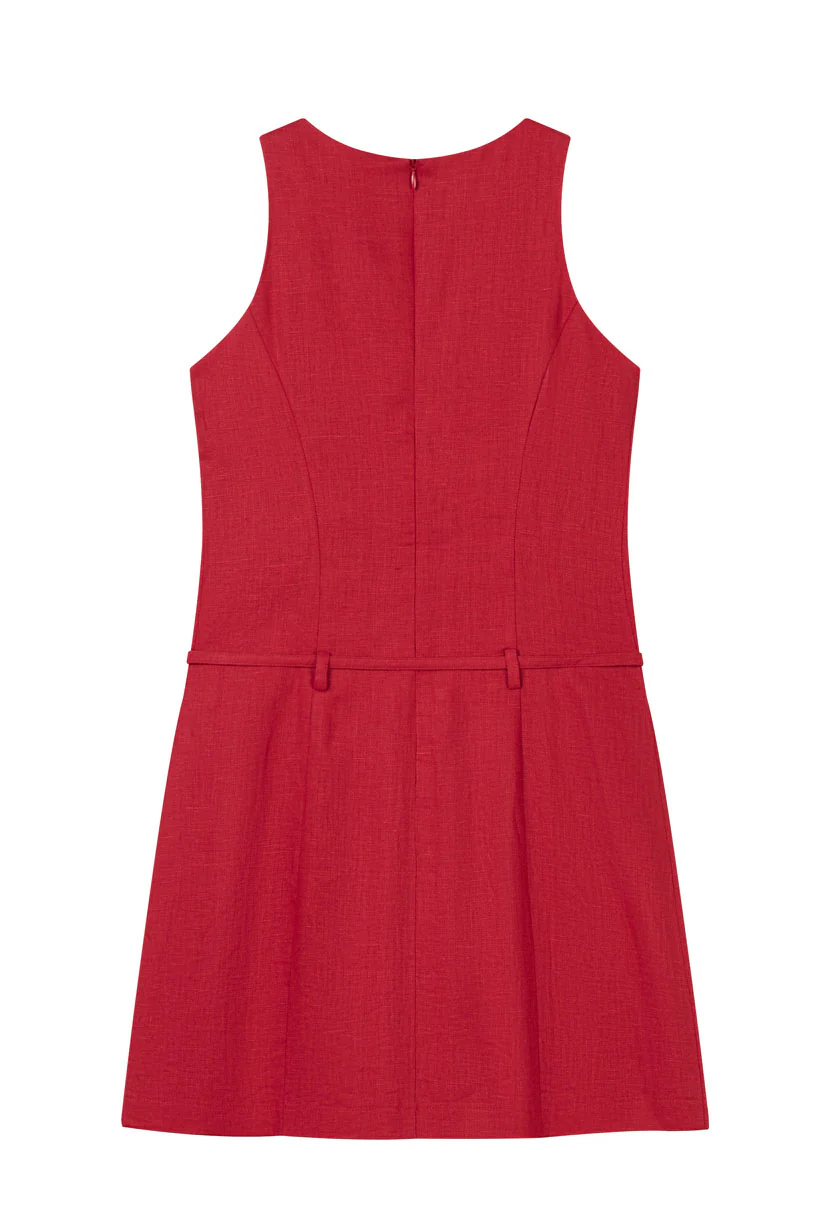 Jaque Linen Dress - Red - Image 8