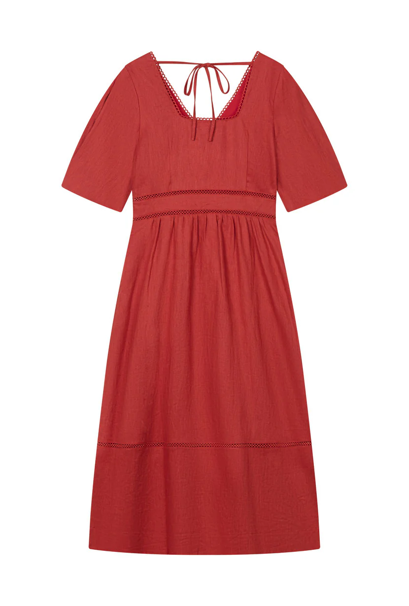 Meryl Linen Dress - Red - Image 8
