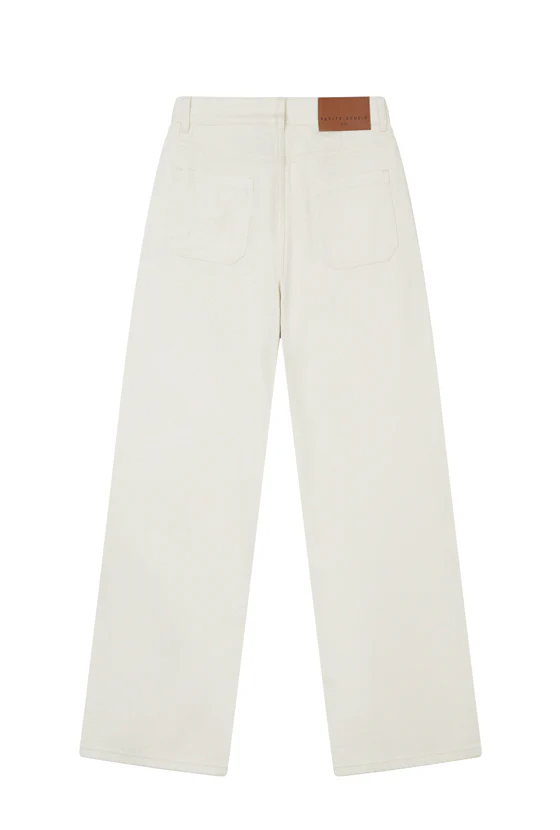 Odilia Mid Rise Straight Leg Jeans - Cream - Image 10