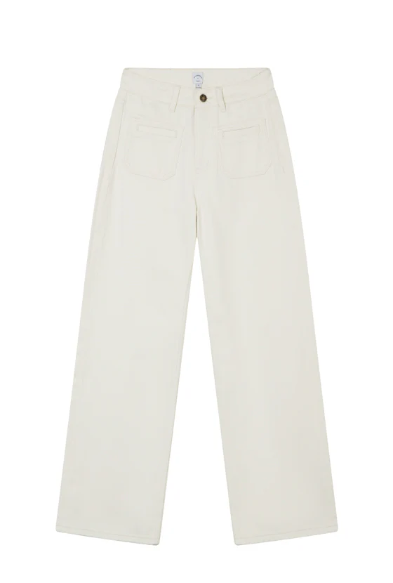 Odilia Mid Rise Straight Leg Jeans - Cream - Image 9