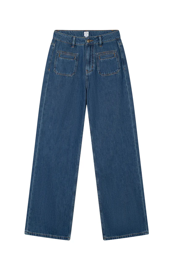 Odilia Mid Rise Straight Leg Jeans - Mid Indigo - Image 10