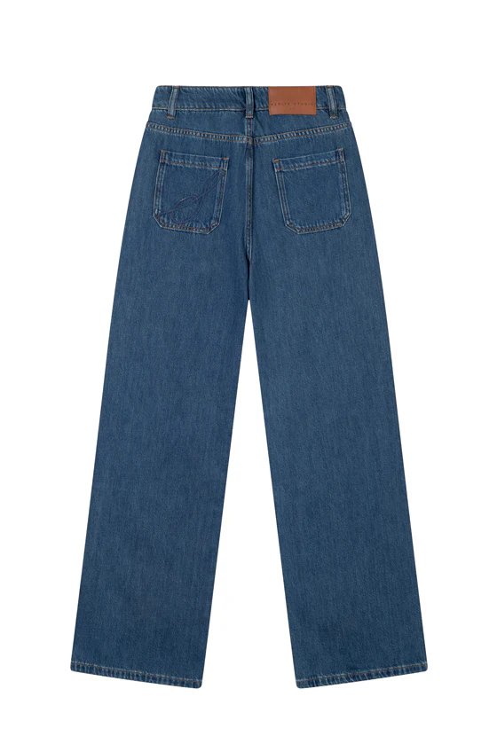 Odilia Mid Rise Straight Leg Jeans - Mid Indigo - Image 11