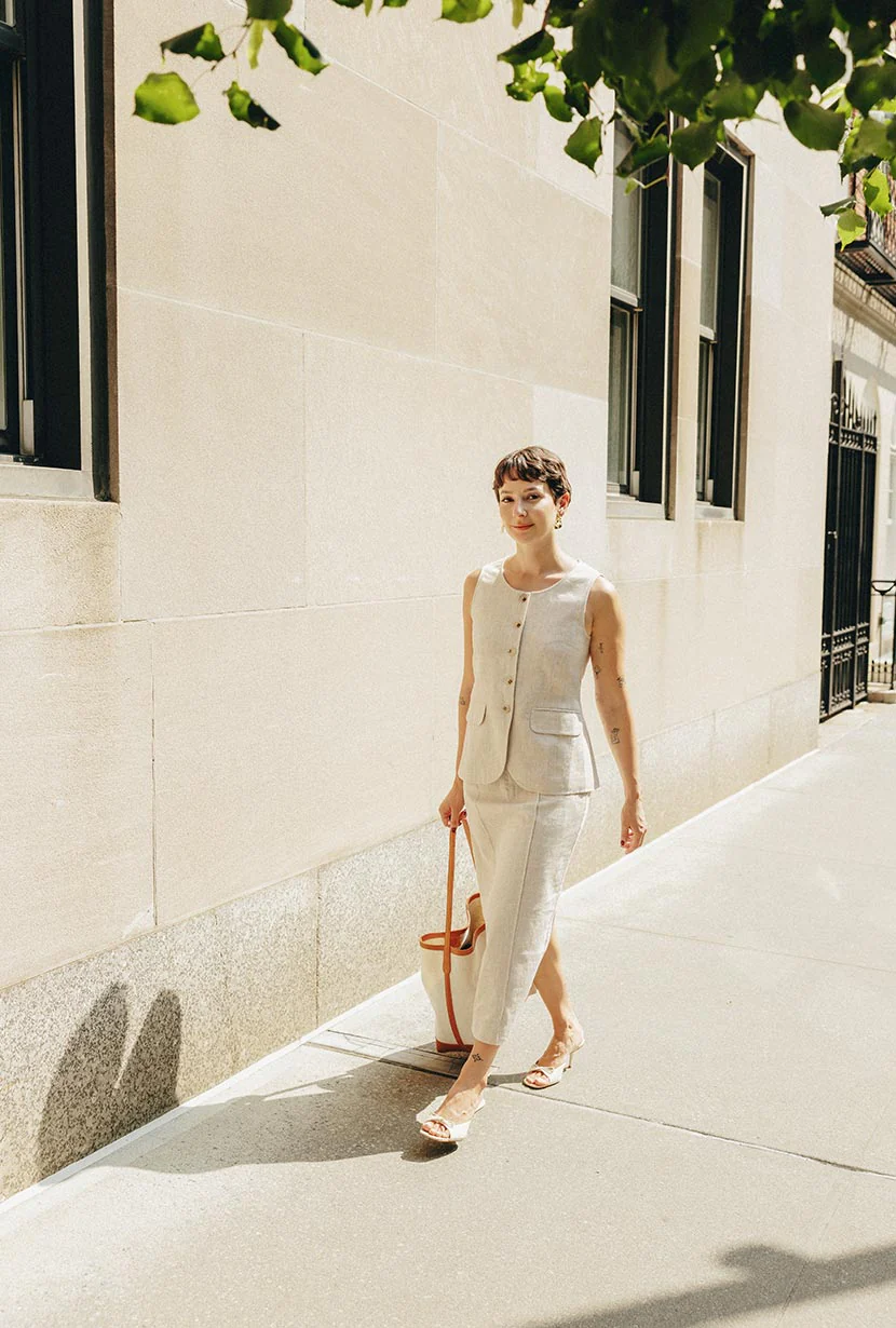 Teigan Linen Pencil Skirt - Oat - Image 5