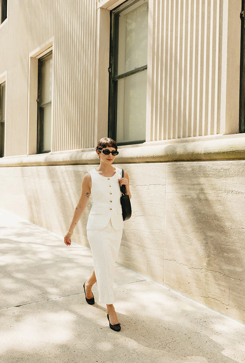 Teigan Linen Pencil Skirt - White - Image 5
