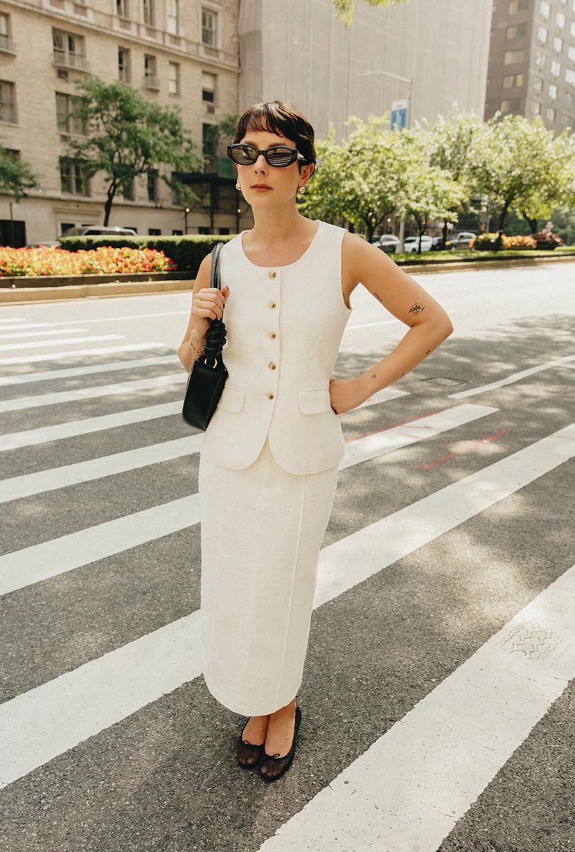 Teigan Linen Pencil Skirt - White - Image 7